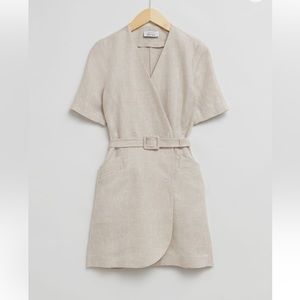 & Other Stories Tailored Linen Belted Mini Dress